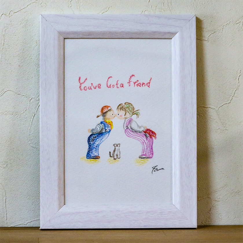 moguの色鉛筆画　ほのぼの可愛い癒し　君の友達