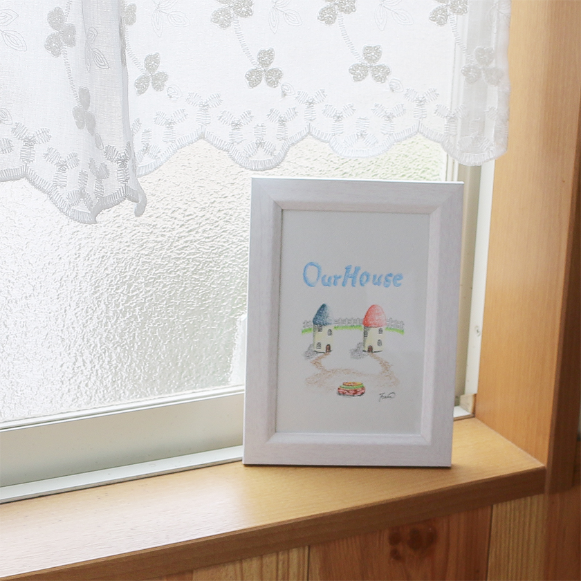 moguの色鉛筆画　ほのぼの可愛い癒し　僕たちの家