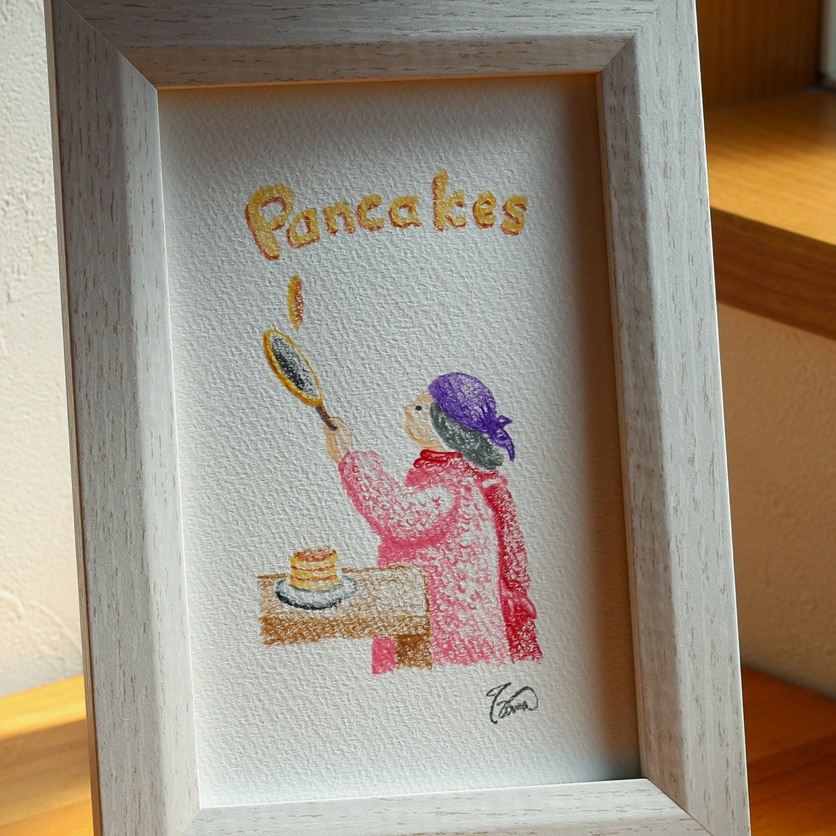 moguの色鉛筆画　母さんのホットケーキ