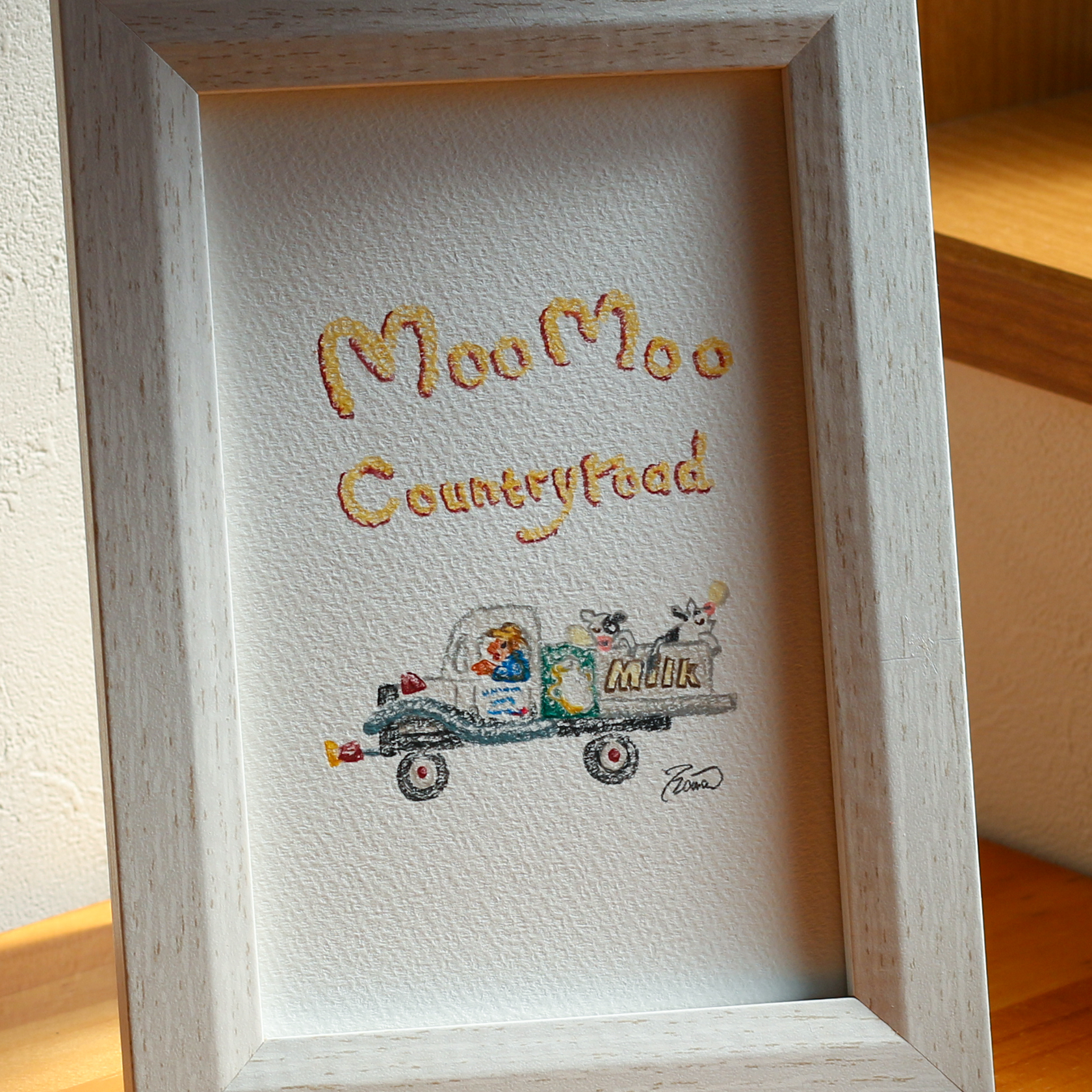 moguの色鉛筆画　もーもーカントリーロード